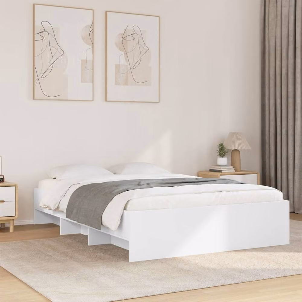 Berkfield Home White Engineered Wood Bed Frame with Side Compartments, W/D/H: 140 x 200 cm – 2