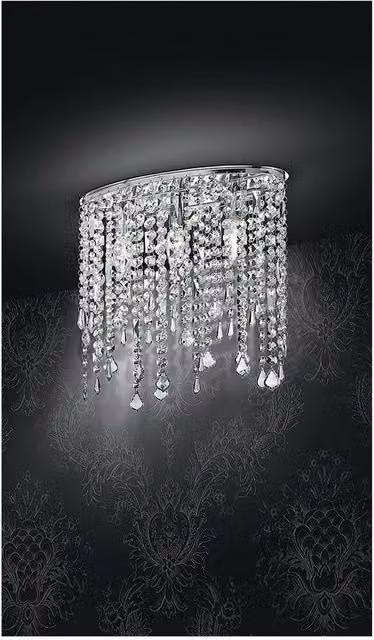 Netlighting BREEZE Wall Light in Chrome with Silver K9 Crystals, W: 40 cm, H: 36 cm