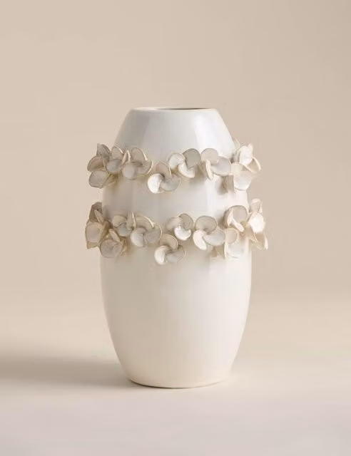 M&S Petal Ceramic Tabletop Vase in White