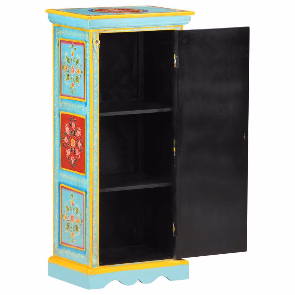 Berkfield Home Hand Painted Floral Ethnic Highboard in Multicolour Solid Mango Wood W/D/H: 40 x 30 x 90 cm – 2