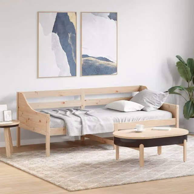 Berkfield Home Rustic Solid Wood Pine Day Bed in Brown, W/D/H: 80 x 200 cm – 1