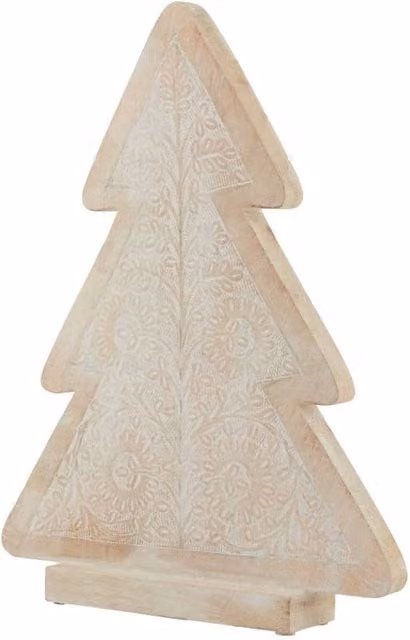 KDMD White Wash Wooden Decorative Christmas Tree - Large Scandinavian Tabletop Accent Piece