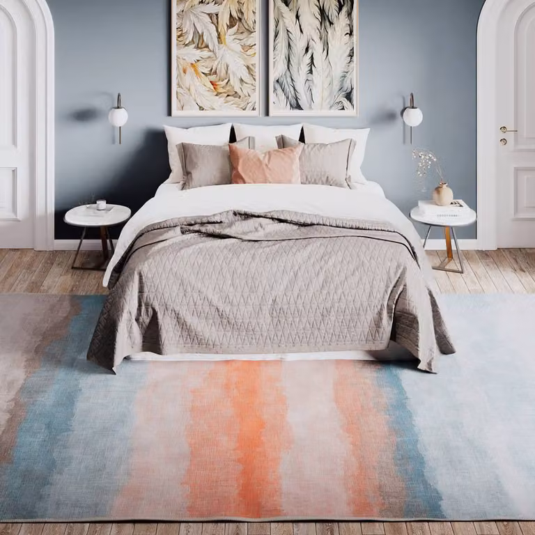Kukoon Blue Abstract Soft Washable and Liquid Repellent Living Room Area Rug in Duck Egg Blue, W: 120 cm, L: 170 cm
