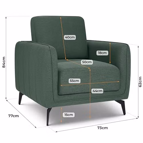 Bravich Brixton Modern Tub Armchair in Green Fabric with Solid Wood Frame and Foam Cushions – 7