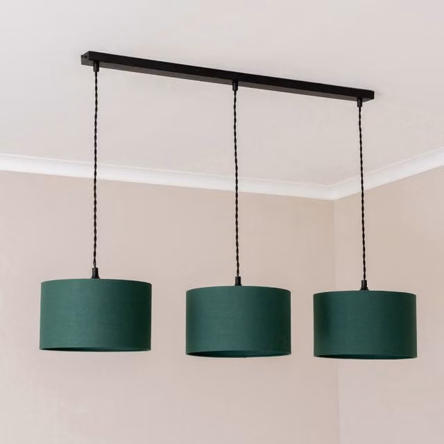 ValueLights Reni 3 Drop Bar Ceiling Pendant Light in Matte Black and Green
