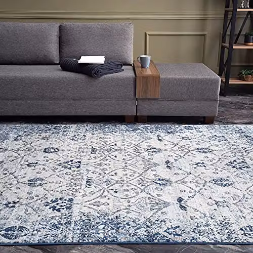 The Rugs Montana Vintage Oriental Area Rug in Blue and White, W/D: 200 x 290 cm