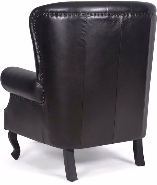 Elm Home and Garden Marlborough Chesterfield Armchair in Black Synthetic Leather, W/D/H: 103 x 84 x 86 cm