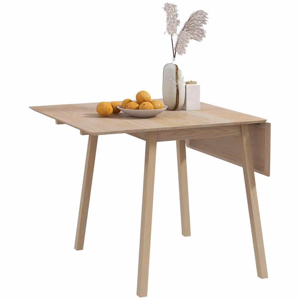 Wyld Haus Nolilu Solid Wood Drop Leaf Dining Table in Natural Brown Finish – 2