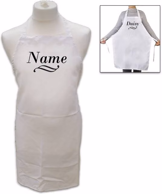 Uniqueful Personalised Adult Apron with Flourish in White