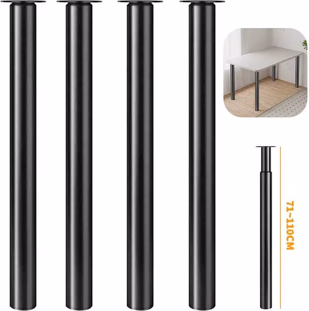 Kelvenix 4-Piece Breakfast Bar Table Leg Support in Black, W: 1000 cm, D: 52 cm – 1