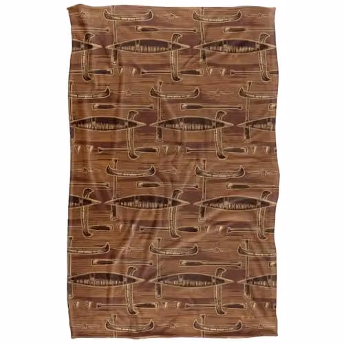 JQ Licensing JL-JP Lodge Canoe Pattern Super Soft Snuggle Blanket in Brown and Multicolour, W: 91.44 cm, D: 147.32 cm – 1