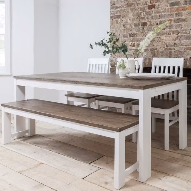 Noa and Nani Modern Rectangular White Pine Wood Dining Table