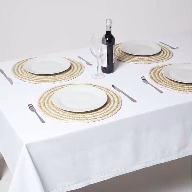 Homescapes Set of 4 Boho Jute Handwoven Round Placemats in Beige and Yellow, Diameter: 40 cm