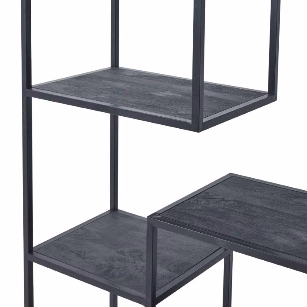 Lemon Pavilion Industrial Metal Large Multi Shelf Unit, Black, W100 x D40 x H200 cm – 2