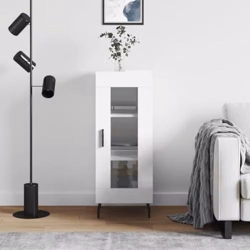 vidaXL Modern High Gloss White Sideboard in Engineered Wood, W/D/H: 34.5 x 34 x 90 cm – 2