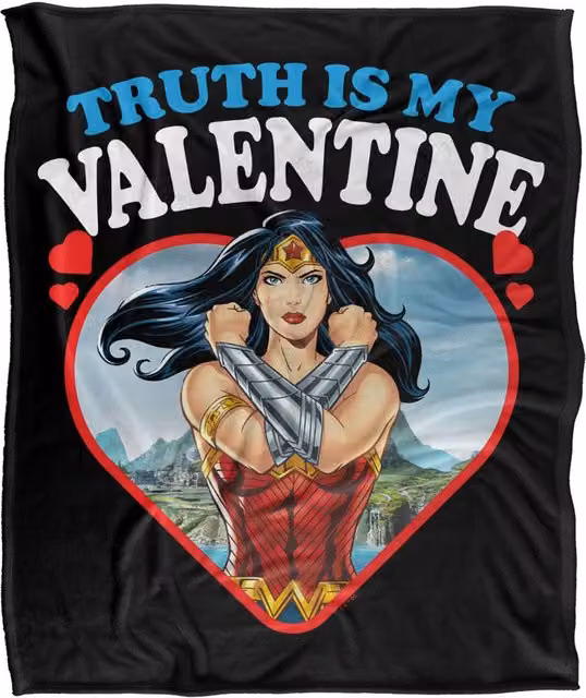 Warner Bros. Wonder Woman Truth Is My Valentine Super Soft Fleece Throw Blanket, Multicolour, W: 152 cm, D: 127 cm – 6