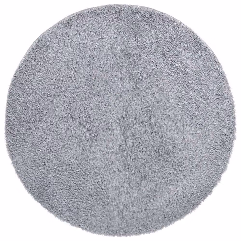 Berkfield Home NAVARRA Shaggy High Pile Round Rug, Grey, Diameter: 100 cm – 1