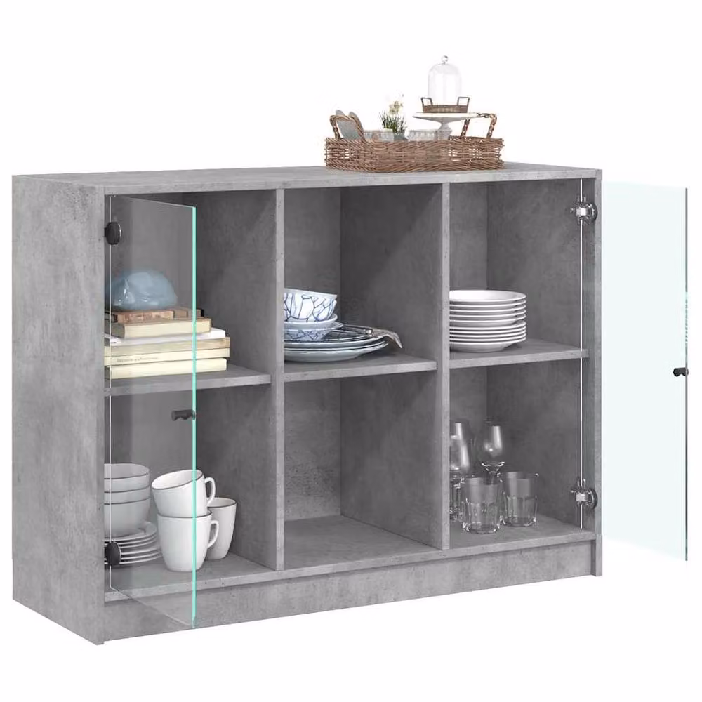 Berkfield Home Modern Sideboard in Concrete Grey, W/D/H: 102 x 37 x 75.5 cm – 2
