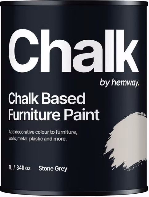 Hemway Chalk Based Furniture Paint in Flat Matt Stone Grey, 1L