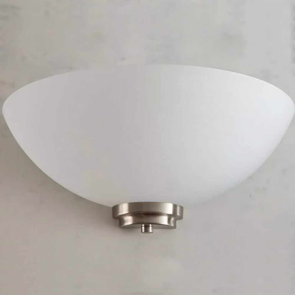 Loops Dimmable LED Wall Light in Satin Chrome and White with Glass Dome Shade – 2