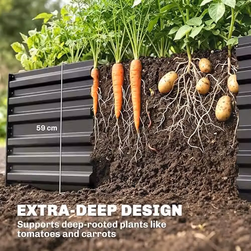 Outsunny Galvanised Steel Raised Bed for Vegetable and Ornamental Gardens, Grey, W: 180 cm, D: 90 cm, H: 59 cm – 3