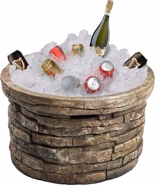 SAMUI Fire Pit Brazier and Barbecue in Black and Brown with Stone Fire Bowl