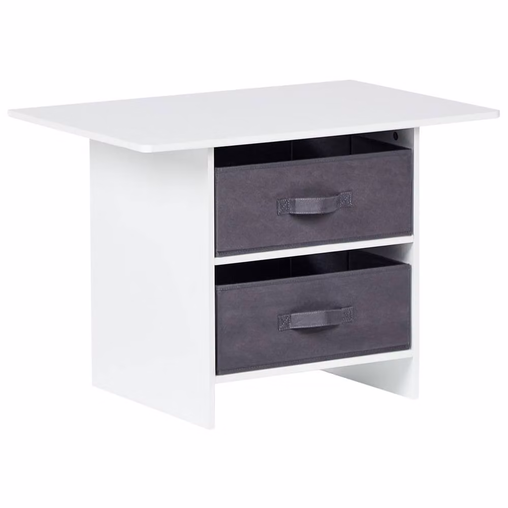Wyld and Coco Kids 2-Seater Table and Chairs Set in White and Grey MDF – 2