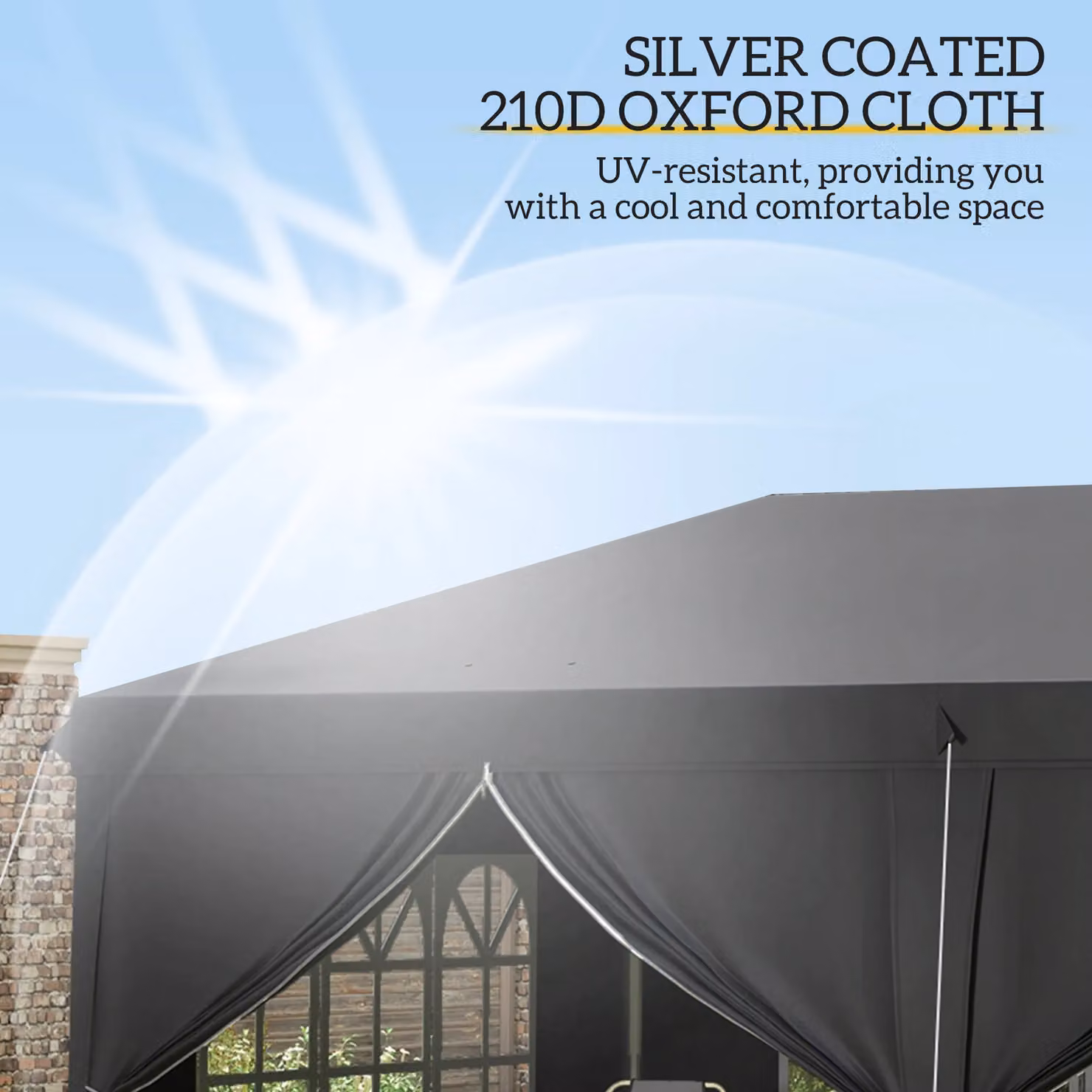 OUTSUNNY Black Pop Up Hip Roof Gazebo with Sides and Windows, W: 600 cm, D: 300 cm, H: 270 cm – 4
