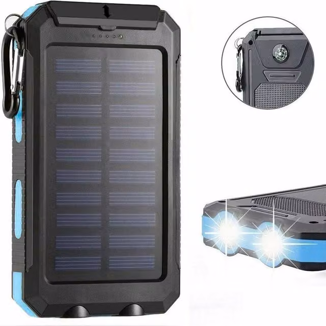 FLAVORA 30000mAh Solar Fast Charge Power Bank with Flashlight, Black – 1