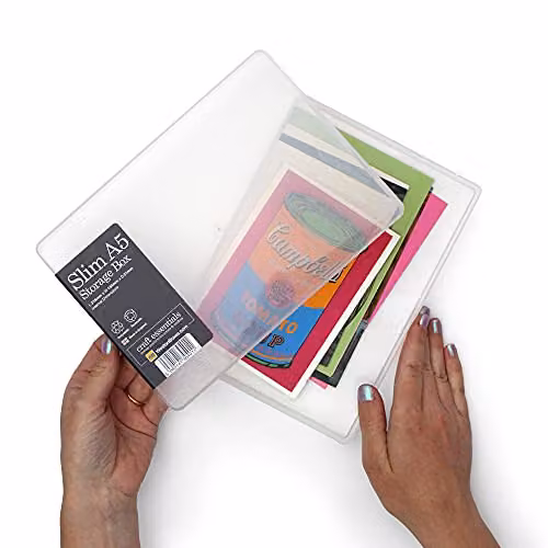 WestonBoxes A5 Slim Plastic Document Boxes with Lids, Pack of 5, Transparent/Silver – 3