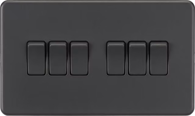 Knightsbridge Anthracite Flush Two-Way Screwless Mains Switch IP20