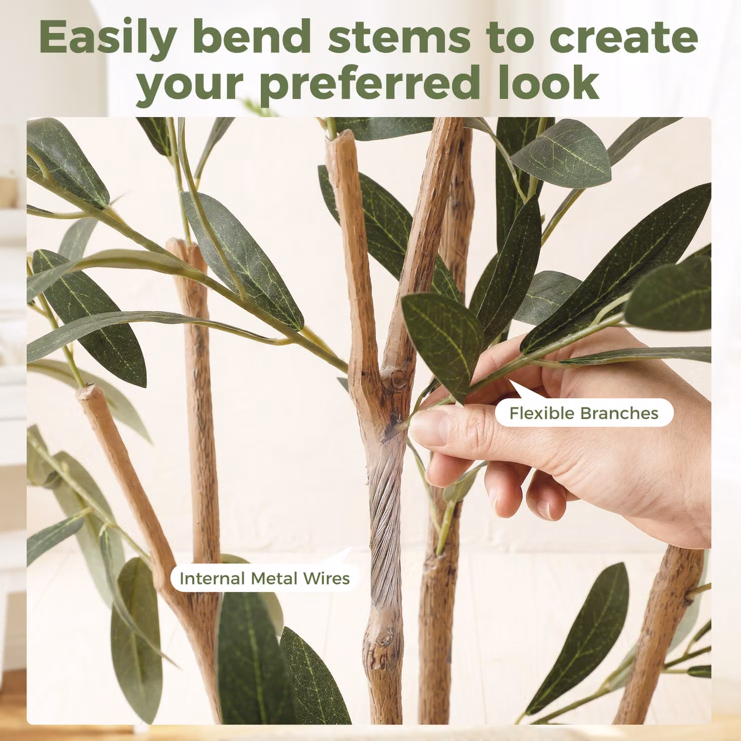 HOMCOM Green Mediterranean Silk Olive Tree with 553 Leaves in a Concrete Pot, Height: 148 cm – 5