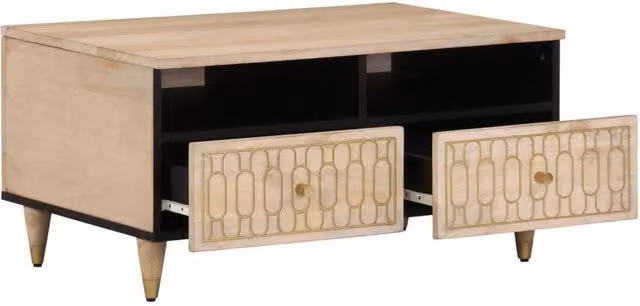 Berkfield Home Mango Wood Coffee Table in Light Tan, W: 80 cm, D: 54 cm, H: 40 cm – 1