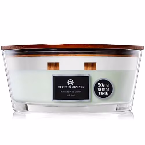 Deco Express Let It Snow WoodWick Scented Crackle Candle in Green