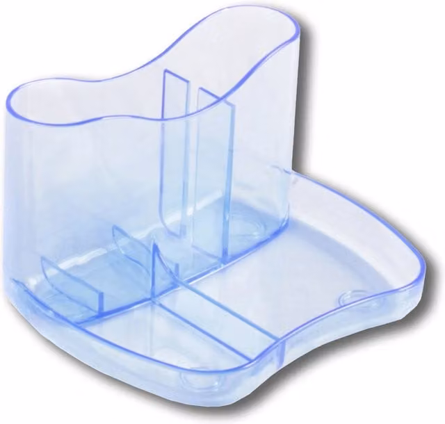 Deflecto Multi-Compartment Plastic Desk Tidy in Blue
