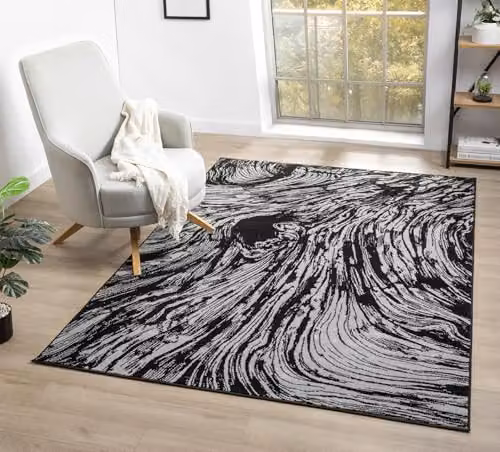 Desire Rugs Grey Abstract Modern Rectangular Area Rug, W: 160 cm, L: 230 cm – 1