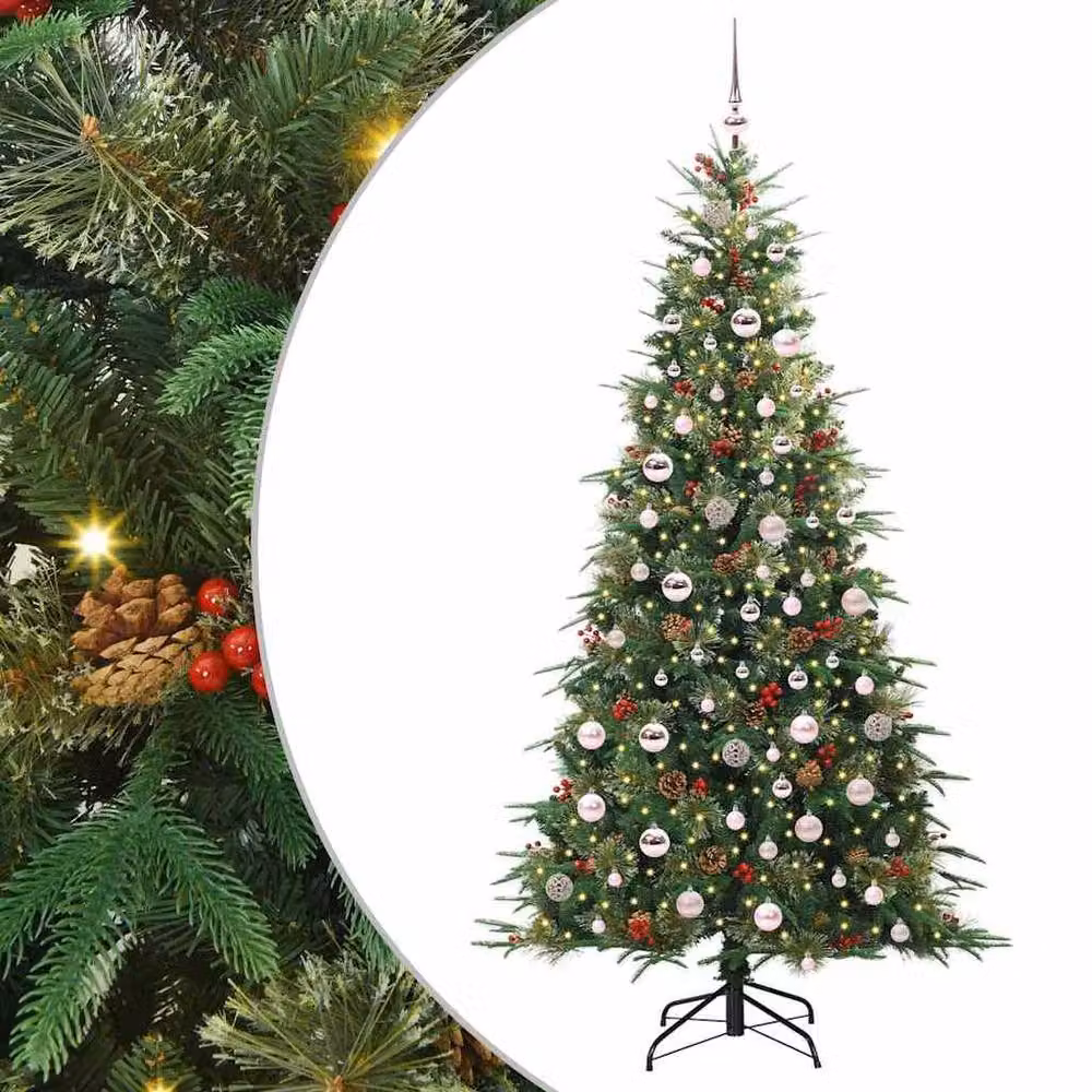 Berkfield Home Elegant Green Artificial Hinged Christmas Tree, Height: 210 cm – 3