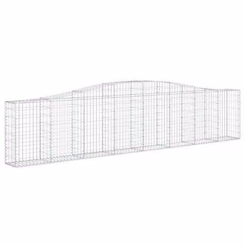 vidaXL Set of 10 Arched Gabion Baskets in Silver Galvanised Steel, W/D/H: 400 x 30 x 80/100 cm – 1