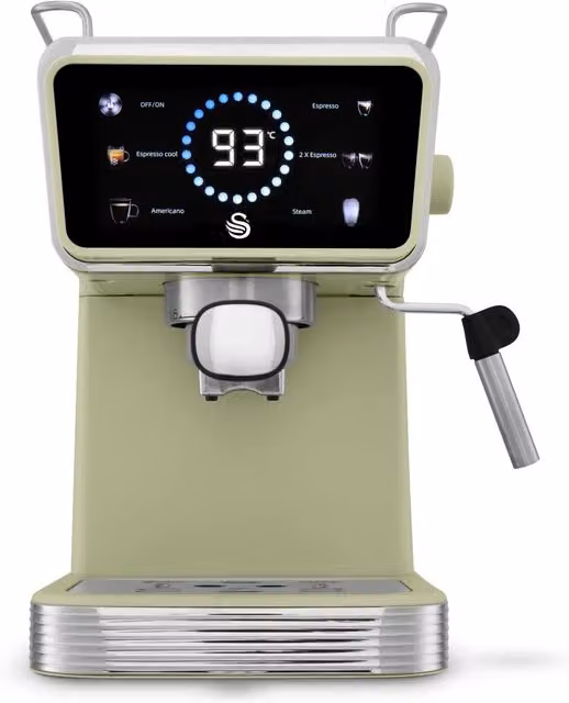 Swan Digital Espresso Coffee Machine with Steam Wand and Touch Display in Green