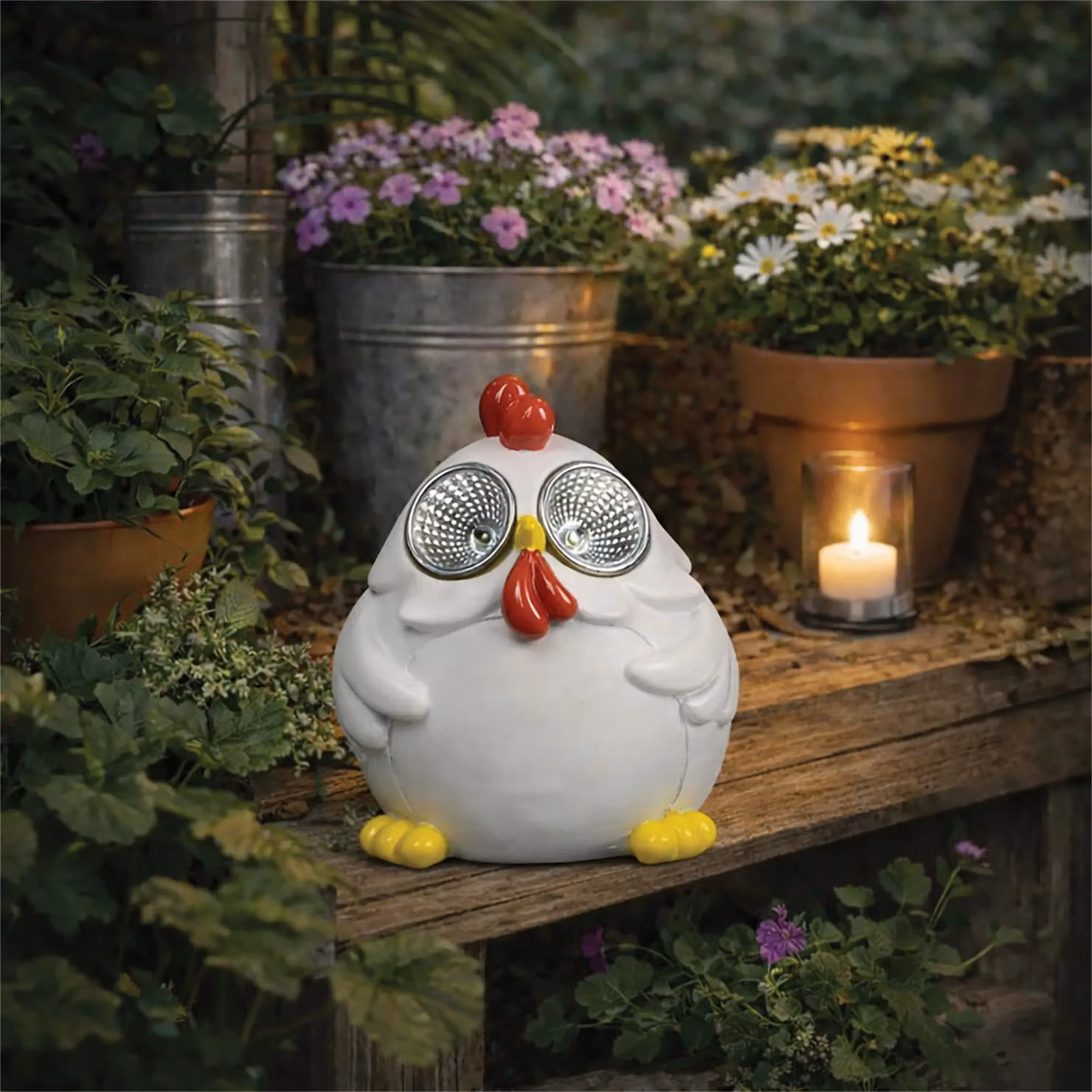 Luxform White Hen LED Solar Light with Stone Effect – 2