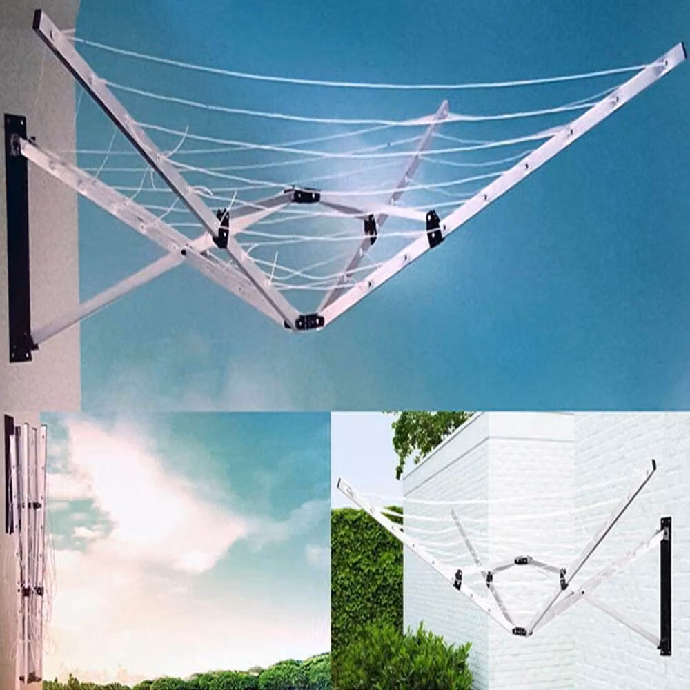 FLAVORA Wall Mounted 5 Arm 26m Clothes Airer in Silver – 3
