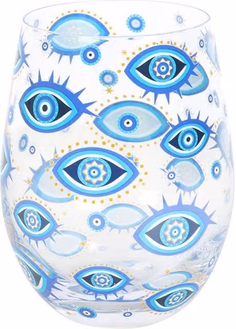 Something Different All Seeing Eye Printed Stemless Glass Tumbler in Multicolour and Transparent