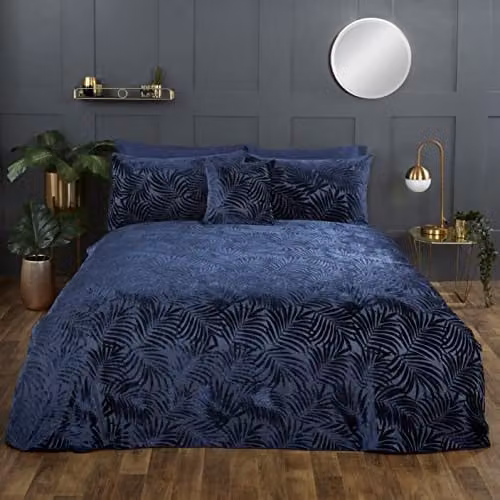 Rapport Home Paloma Velvet Duvet Cover Set, Blue, W: 200 x D: 200 cm