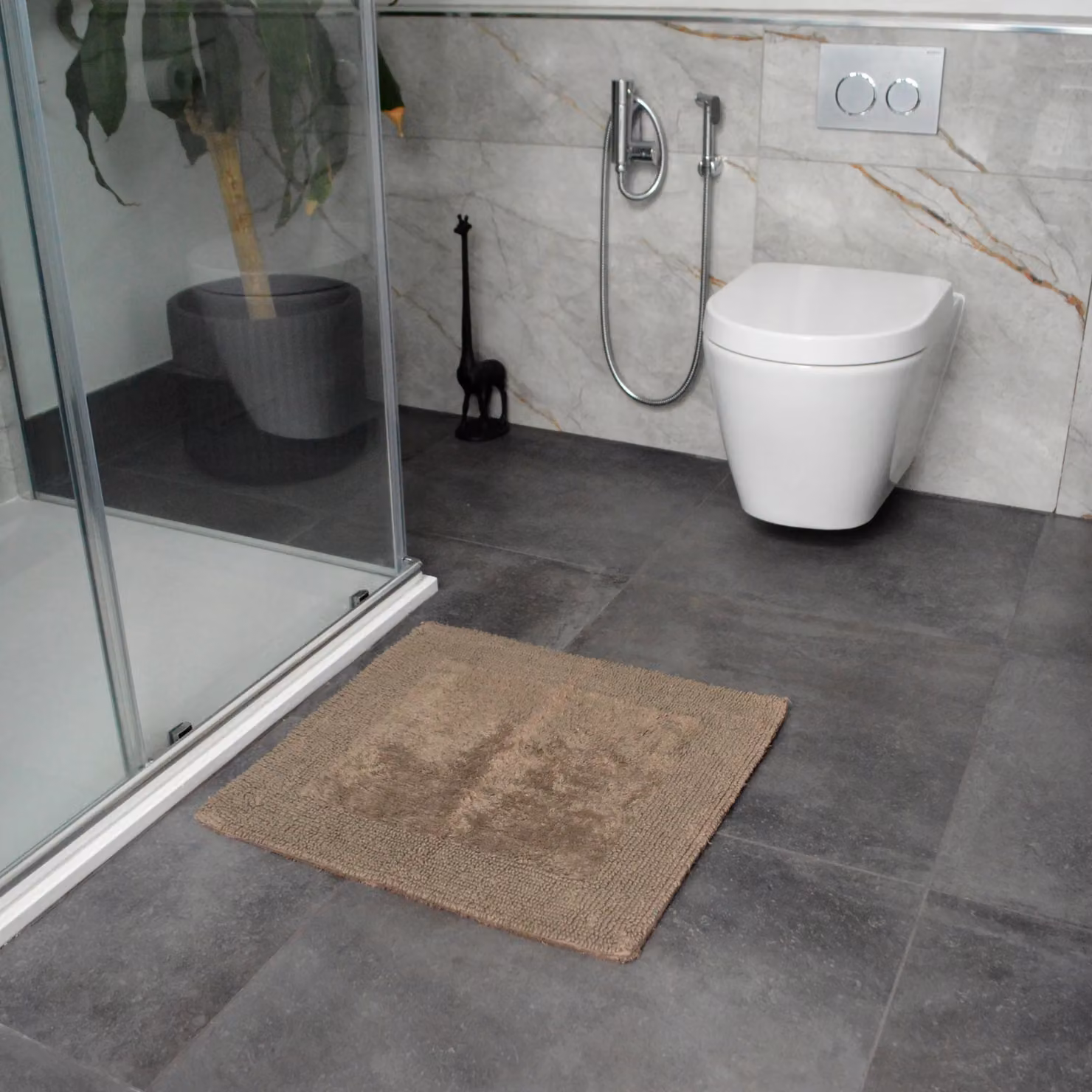 Allure Bath Fashions Elegance Reversible Heavyweight Cotton Square Shower Mat, Brown, W/D: 55 x 55 cm – 2