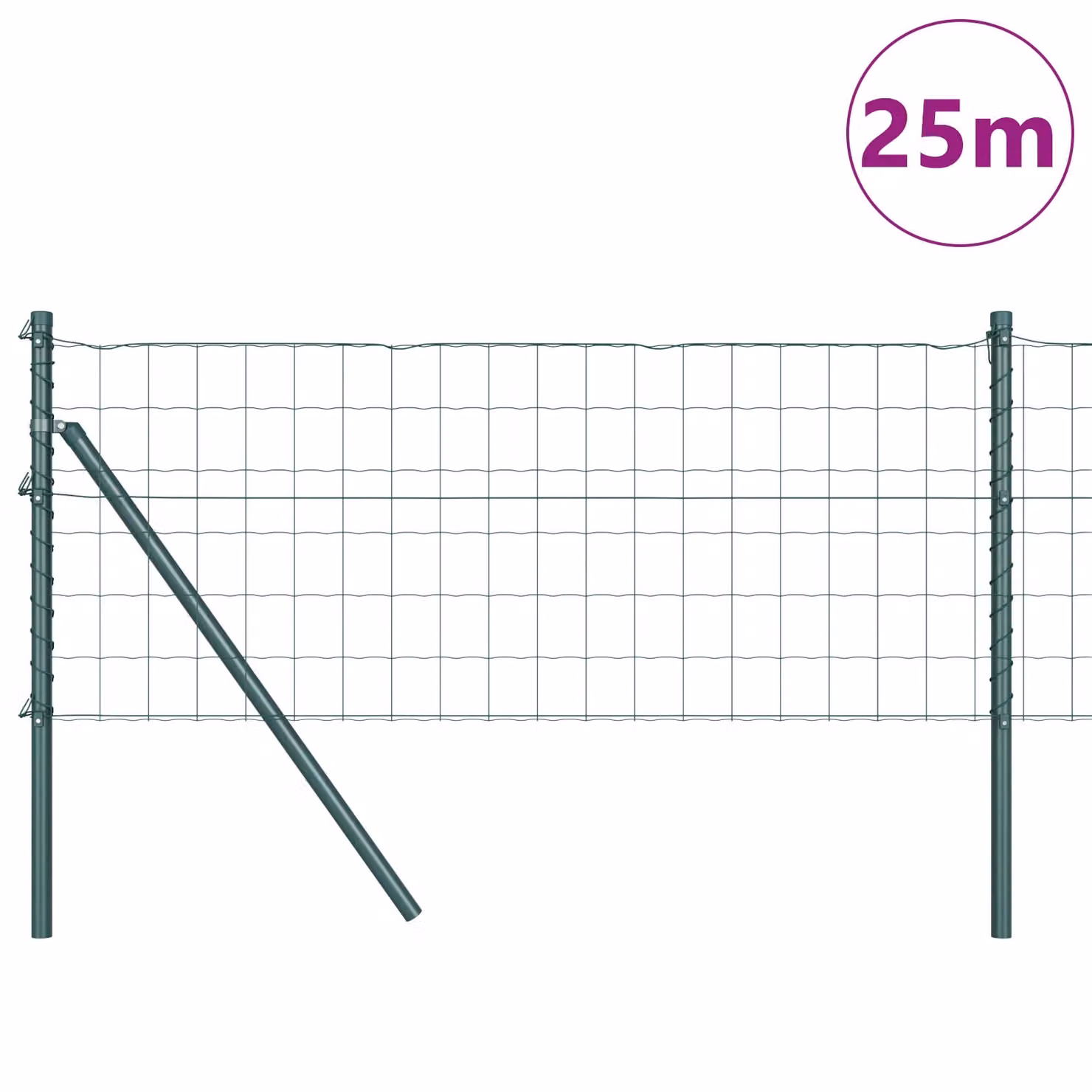 Berkfield Home Euro Fence with 13 Posts, Galvanised Steel, Green and Silver, 0.8 x 25 m – 2