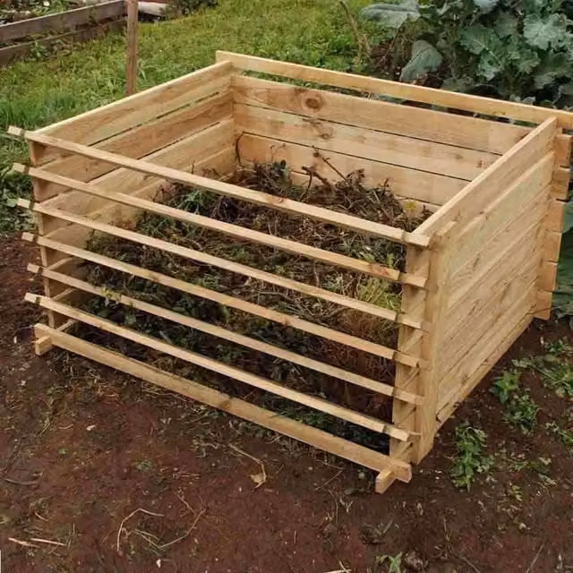 Primrose Slatted Wooden Compost Bin in Yellow and Brown