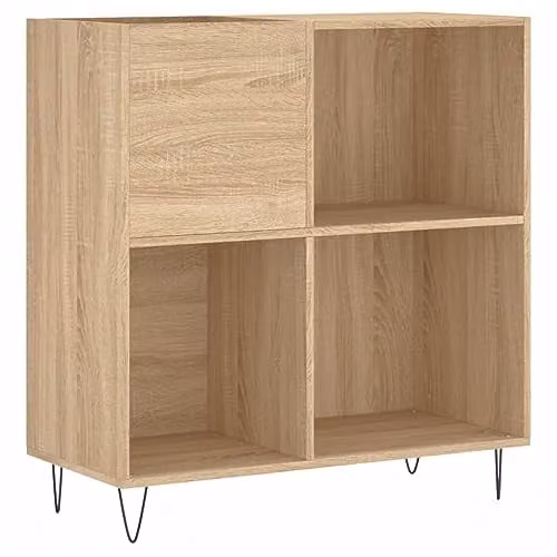 vidaXL Classic Record Cabinet in Brown Oak MDF – 1