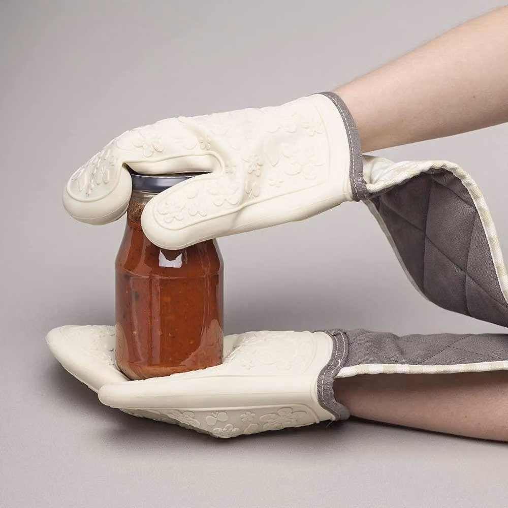 Zeal Steam Stop Waterproof Silicone Double Oven Gloves in Beige – 4