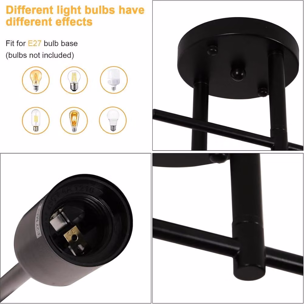 Goeco Vintage Metal Ceiling Light with E27 Socket in Black or Gold/Brass – 3