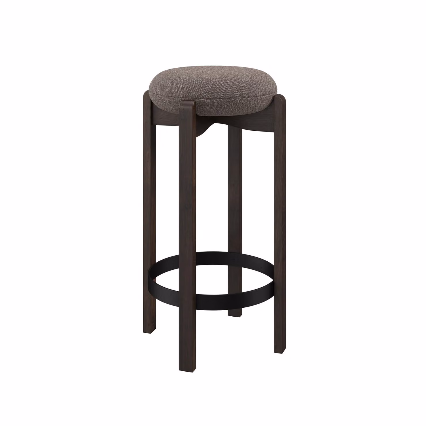 Dome Deco SEMI Bar Chair in Grey Fabric with Wood Frame